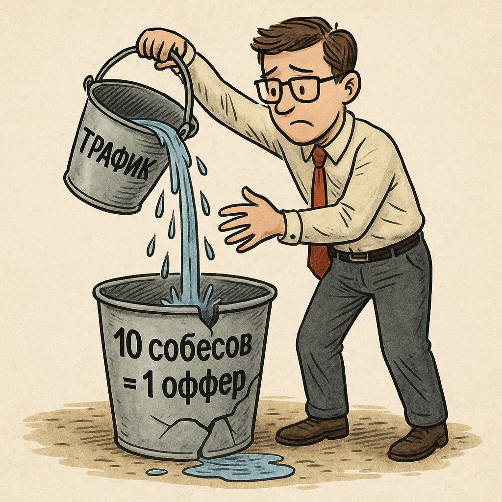 🔥 "10 собеседований = 1 оффер" — худшая метрика в рекрутинге. Вот почему.
Все мы это слышали. Кто-то даже гордится этим KPI | Сетка — социальная сеть от hh.ru