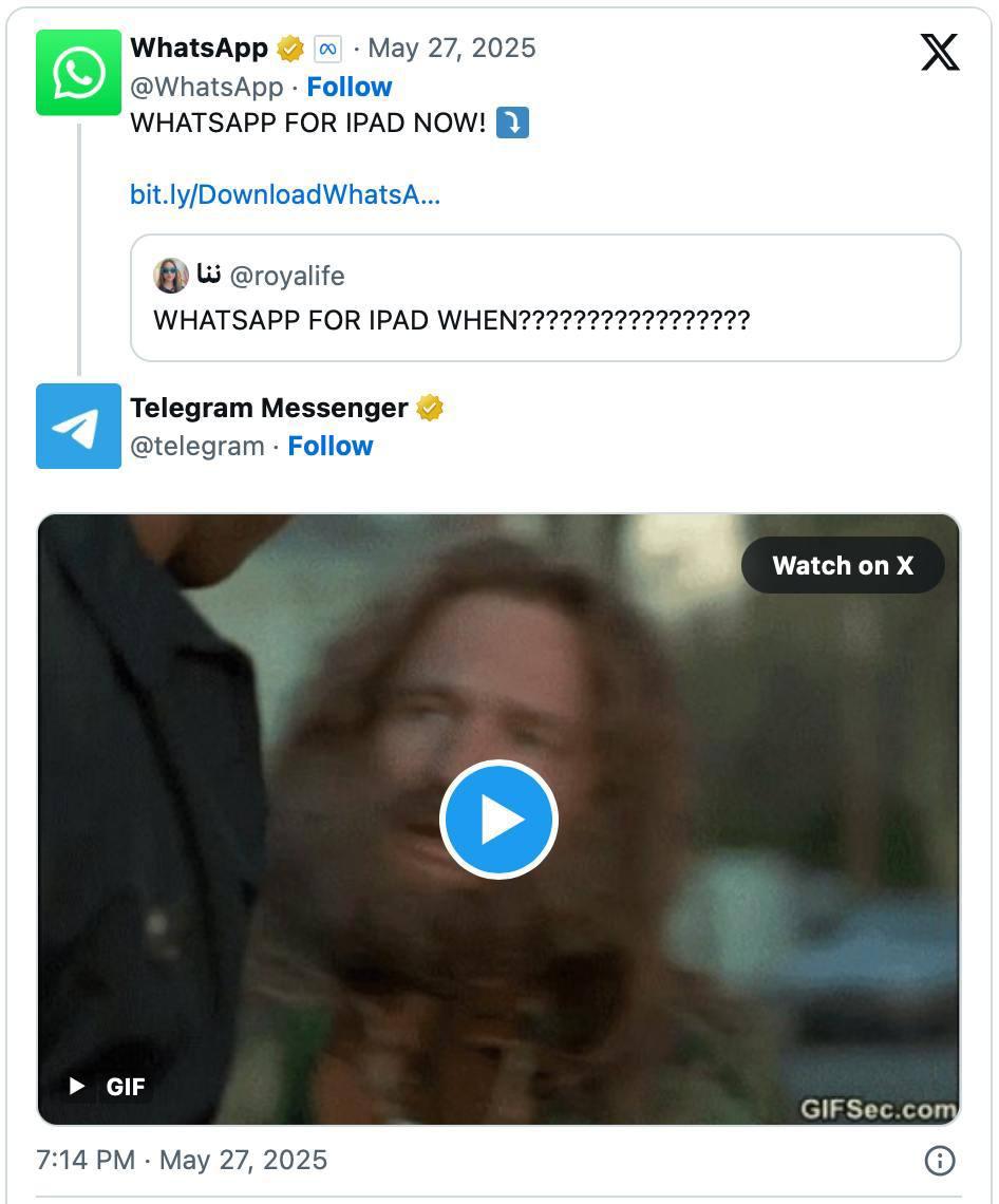 Ещё одна серия в моём любимом ситкоме
WhatsApp* спустя 15 лет выпустил приложение для iPad | Сетка — социальная сеть от hh.ru