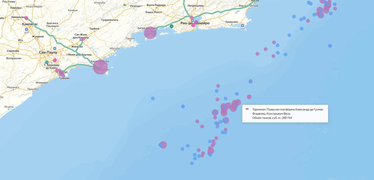 Бразилия продолжает наращивать добычу нефти в море
Сегодня была запущена плавучая платформа Александр де Гусмао мощностью добычи 9 миллионов тонн нефти в год | Сетка — социальная сеть от hh.ru