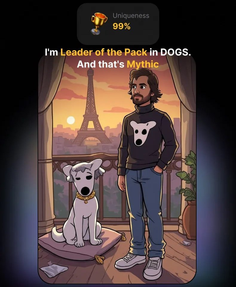 ToON x DOGS! 🥳
We’ve worked together with @ToOn to bring you something really cool 👍
Explore your personal DOGS Wrap:
Find out your role in the DOGS world 🫨
Get your custom AI avatar crafted from your... | Сетка — социальная сеть от hh.ru