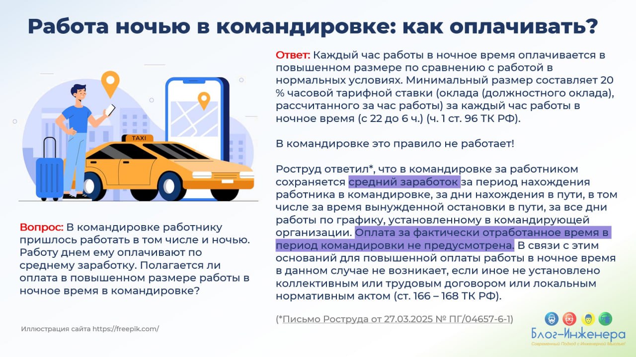Как оплачивать ночную работу в командировке?
Ответ читайте в нашей карточке.
Блог—Инженера для тебя ❤️
⭐️ СУОТ 📍 Услуги | Сетка — социальная сеть от hh.ru