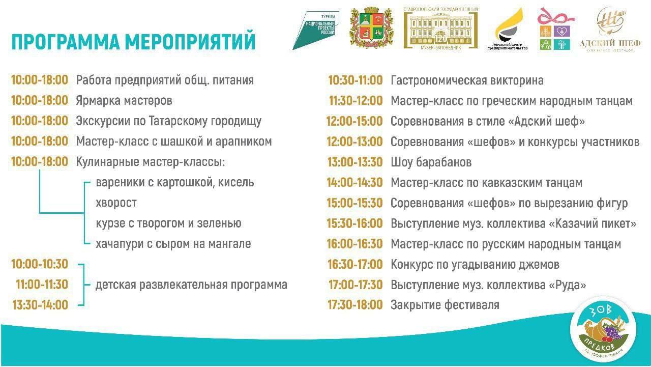 В Ставрополе пройдет гастрофестиваль «Зов предков»
Завтра с 10:00 до 18:00 на территории Татарского городища развернутся тематические площадки с кулинарными мастер-классами, экскурсиями и дегустациями | Сетка — социальная сеть от hh.ru