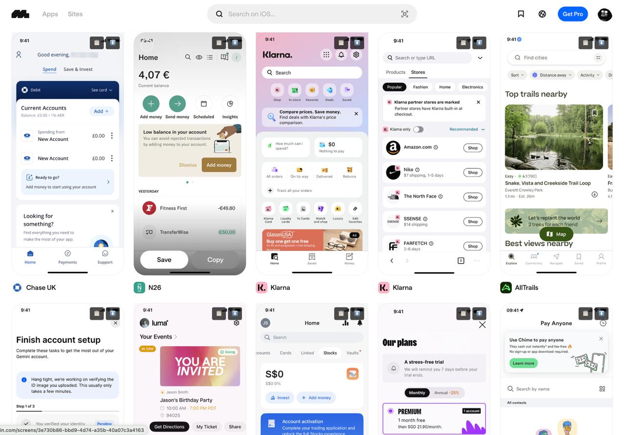 Mobbin теперь бесплатно!
Mobbin — качественно подобранная коллекция современных UI-паттернов для мобильных приложений, демонстрирующая лучшие примеры дизайна | Сетка — социальная сеть от hh.ru