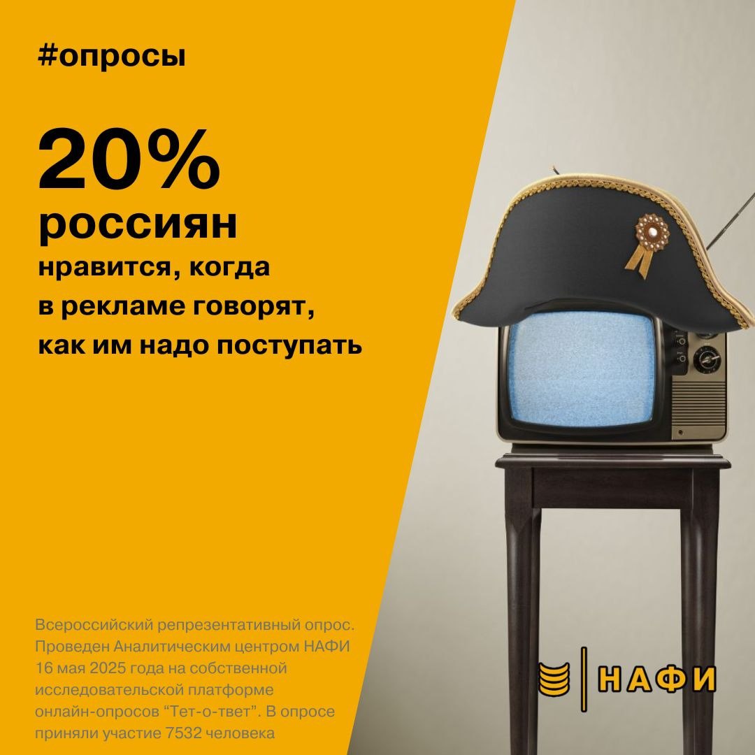 ⚡️ Большинство россиян (64%) негативно относятся к директивной рекламе, предпочитая видеть в ней обычных людей, схожих с собой
💋 Особенно не приемлют «указующую» рекламу — мужчины, пожилые люди и те, ... | Сетка — социальная сеть от hh.ru
