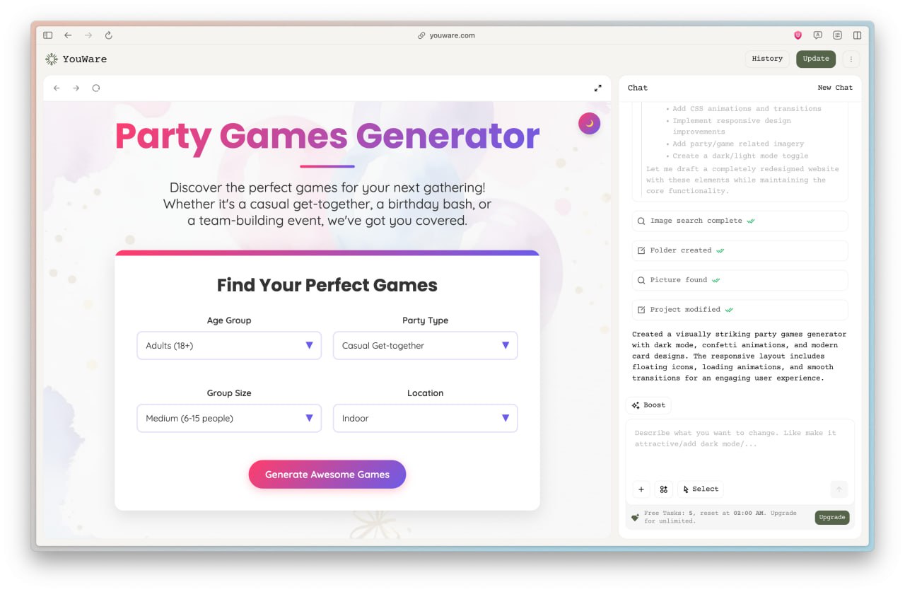 youware снова на вайбе: платформа для кодинга в удовольствие получила жирное обновление
теперь можно подключать figma, flux, github и ещё пачку сервисов — всё, чтобы ты не отвлекался от генерации гени... | Сетка — социальная сеть от hh.ru