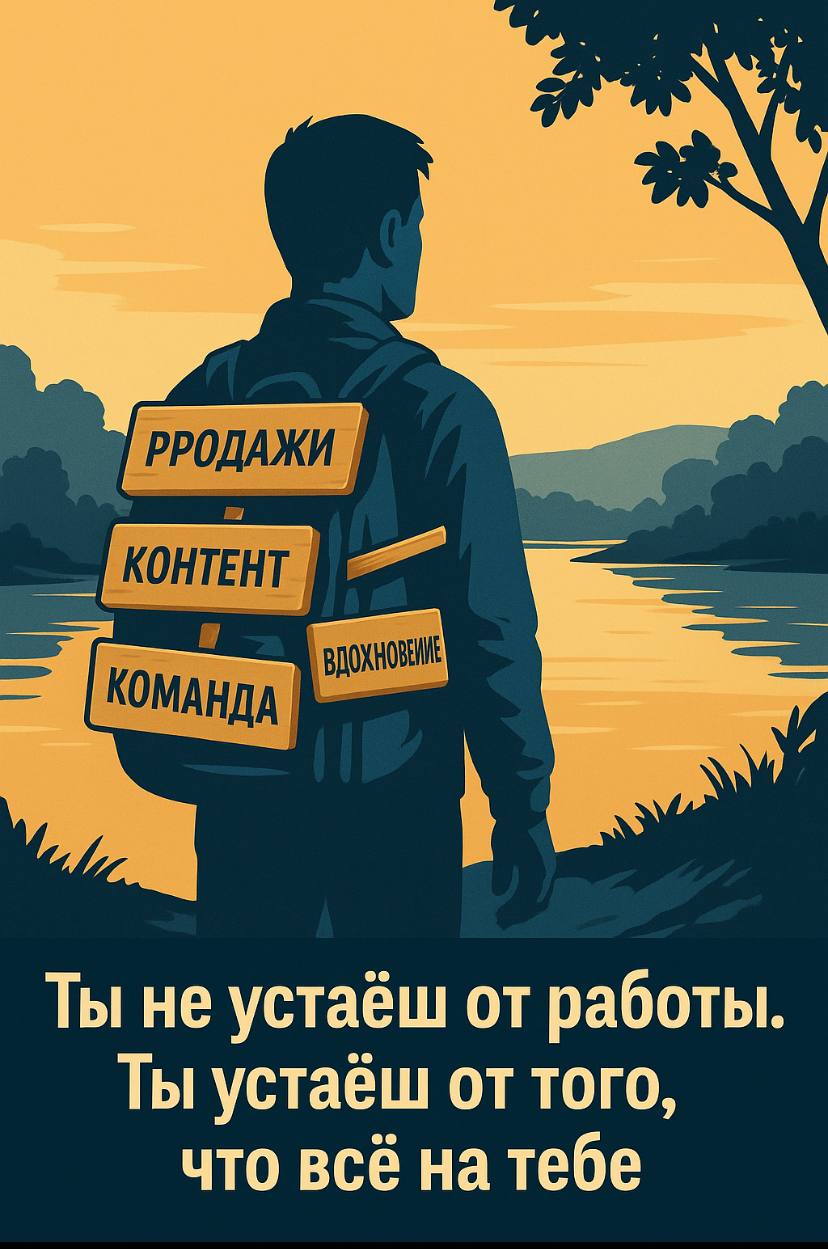 🌀 Ты не устаёшь от работы. Ты устаёшь от того, что держишь всё сам.
Усталость предпринимателя — это не про “сделал много”.
Это про “я один тащу всё”.
Когда ты и продажи.
И продукт | Сетка — социальная сеть от hh.ru
