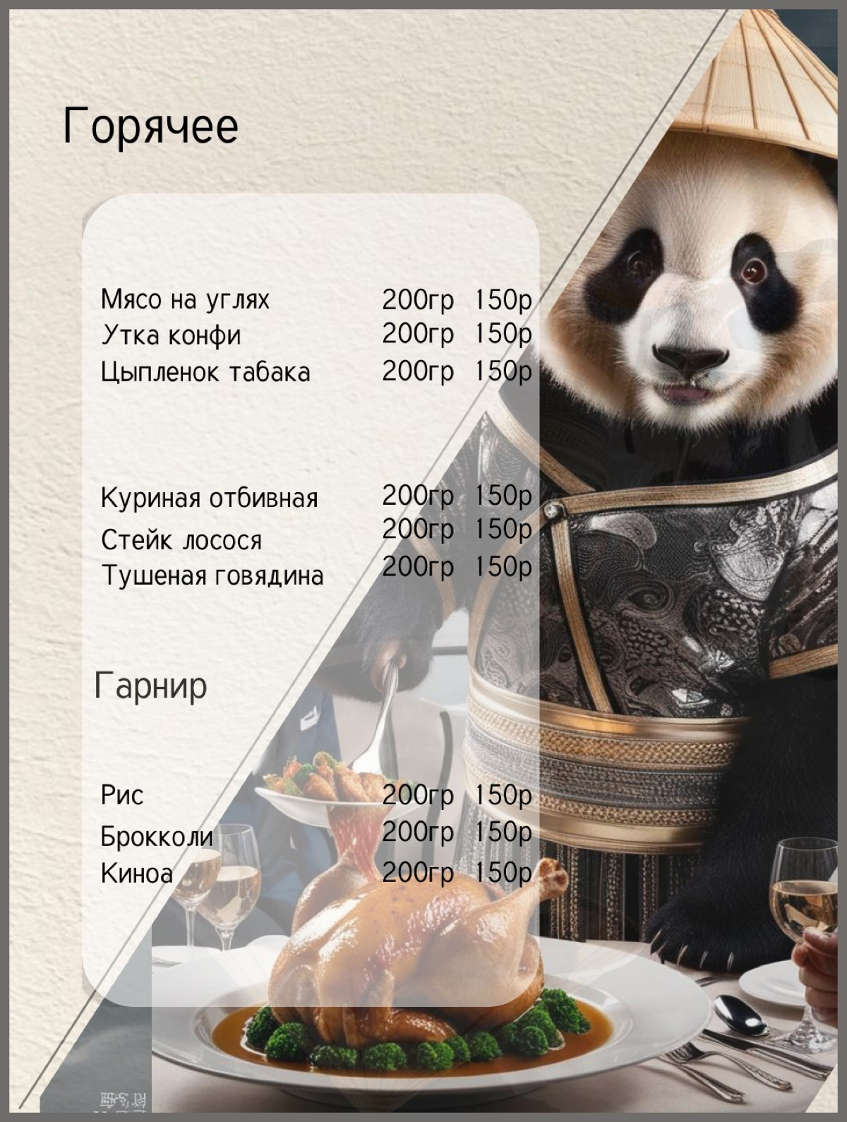Меню-идея ресторана | Сетка — социальная сеть от hh.ru