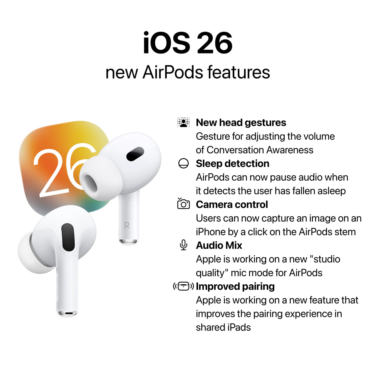 На iOS 26 появятся следующие функции для AirPods:
• Новые жесты головой, которыми можно регулировать громкость разговора
• Обнаружение сна: наушники будут ставить музыку на паузу, когда человек уснёт
... | Сетка — социальная сеть от hh.ru