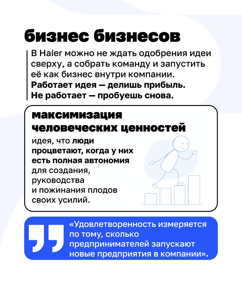 Что, если бы каждый сотрудник в компании был предпринимателем?
Звучит как фантастика, но в Haier это давно реальность | Сетка — социальная сеть от hh.ru