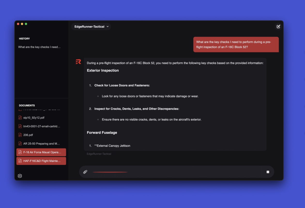 EdgeRunner - ИИ без интернета для военных.
Мы уже привыкли к тому, что ИИ помогает нам писать тексты, рисовать картинки и улучшать клиентский сервис. Но за кулисами происходит совсем другое | Сетка — социальная сеть от hh.ru