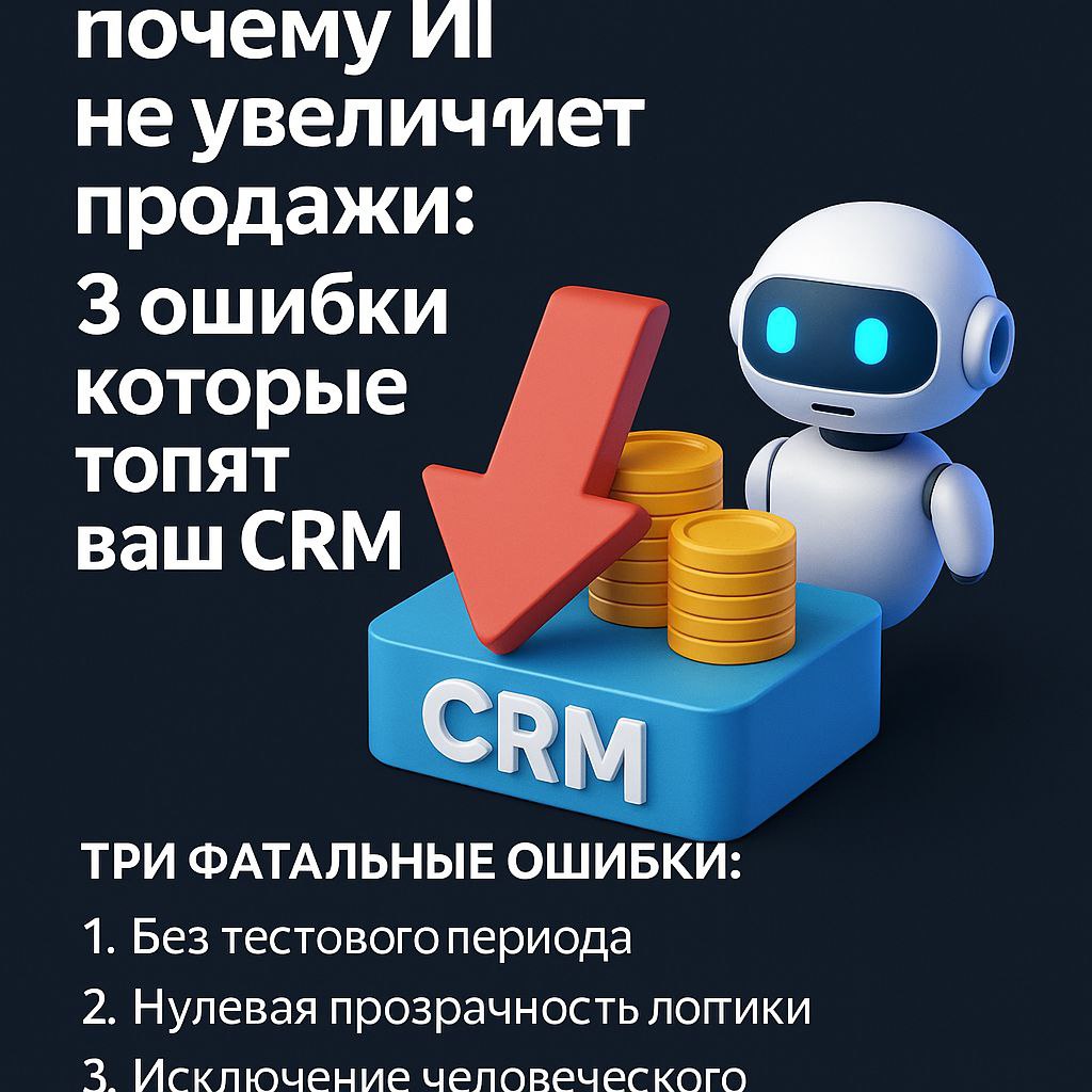 🤖 Почему ИИ не увеличивает продажи? 3 ошибки, которые топят ваш CRM
«ИИ должен был помочь продавать. А в итоге — заявки падают, CRM тормозит, клиенты теряются | Сетка — социальная сеть от hh.ru