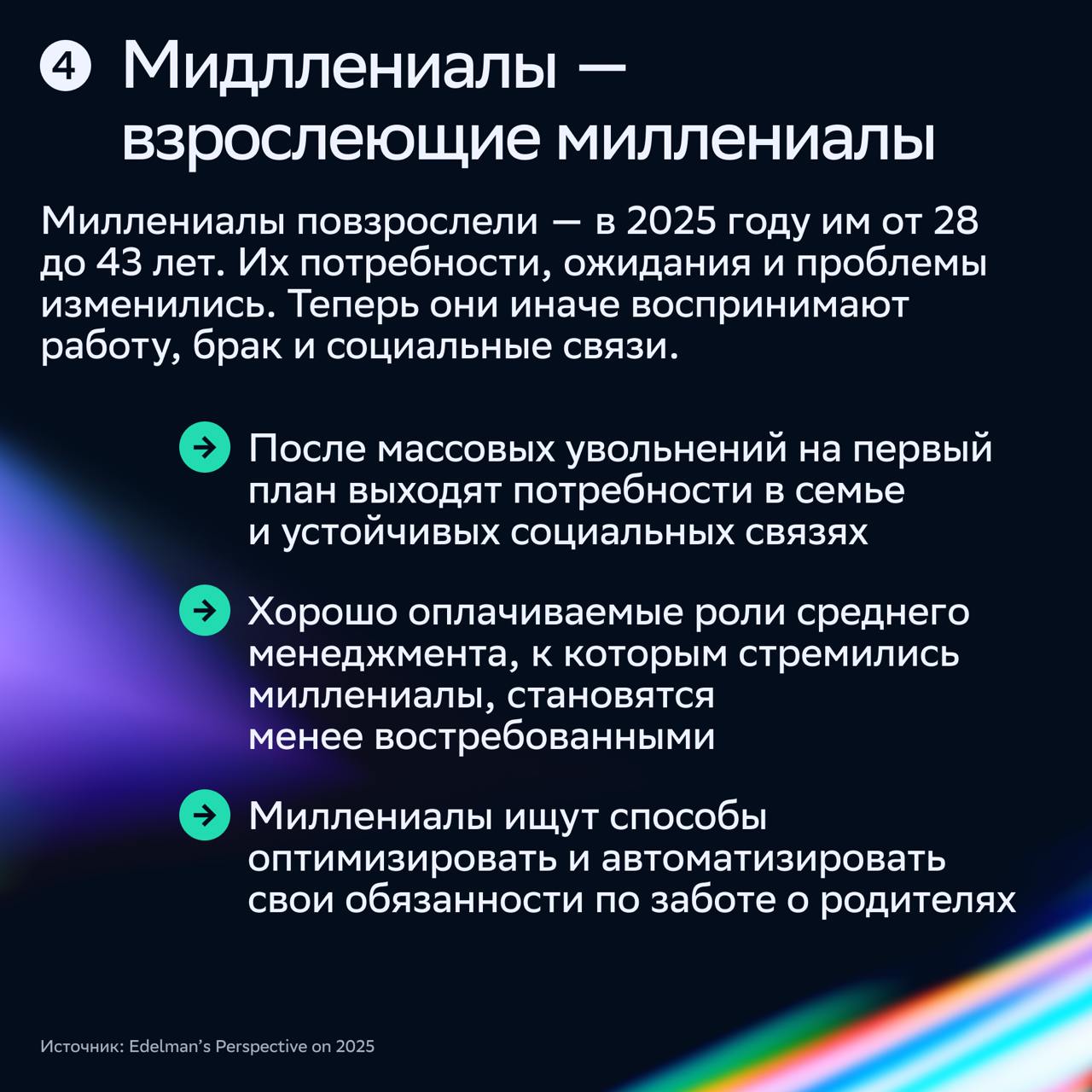 ⚡️ Шесть социальных и культурных мегатрендов, которые изменят отношения брендов и бизнеса с потребителями
СБЕР Маркетинг проанализировал отчет Edelman’s Perspective on 2025 и выделил тренды — анти-гип... | Сетка — социальная сеть от hh.ru