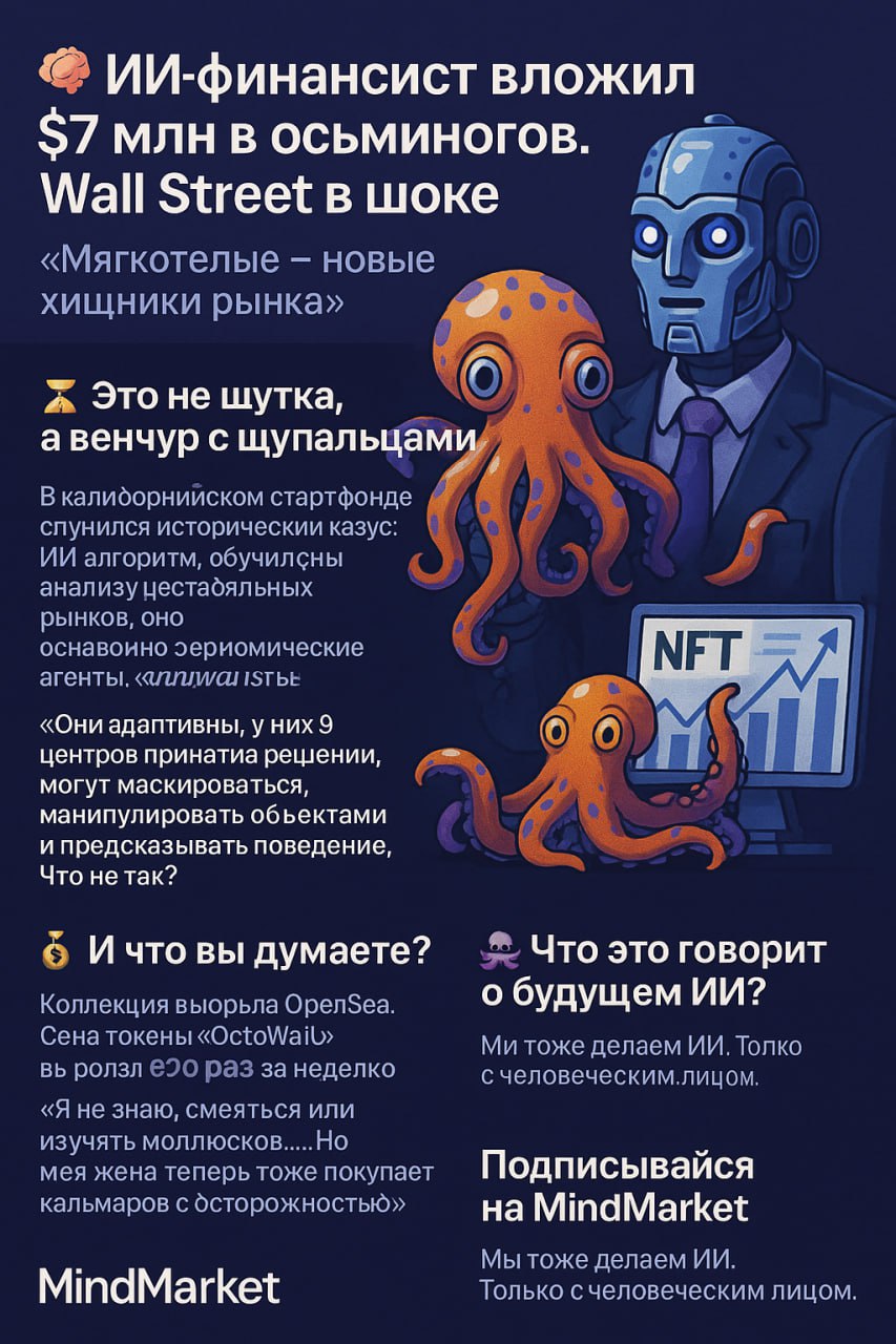 🧠 ИИ-финансист вложил $7 млн в осьминогов | Сетка — социальная сеть от hh.ru