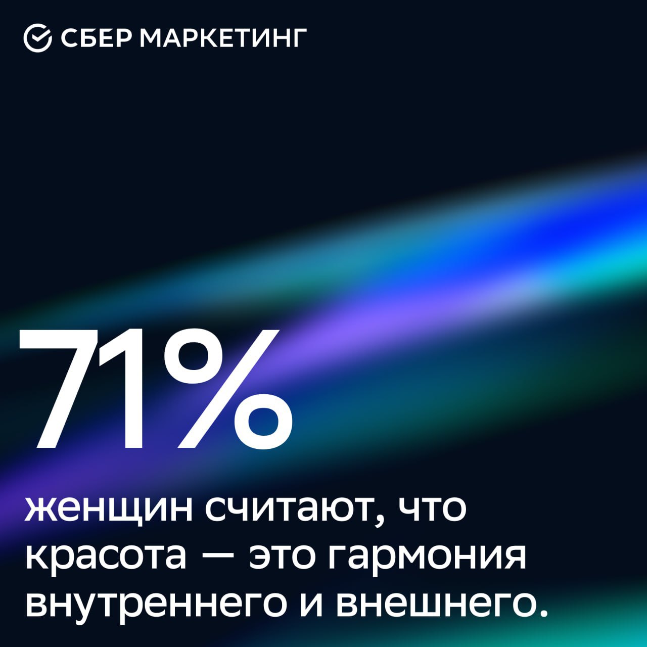 ⚡️ 86% россиянок считают себя красивыми
🔣 Исследование СберМаркетинга показало, что красота воспринимается как гармония внутреннего и внешнего мира (71% опрошенных) | Сетка — социальная сеть от hh.ru