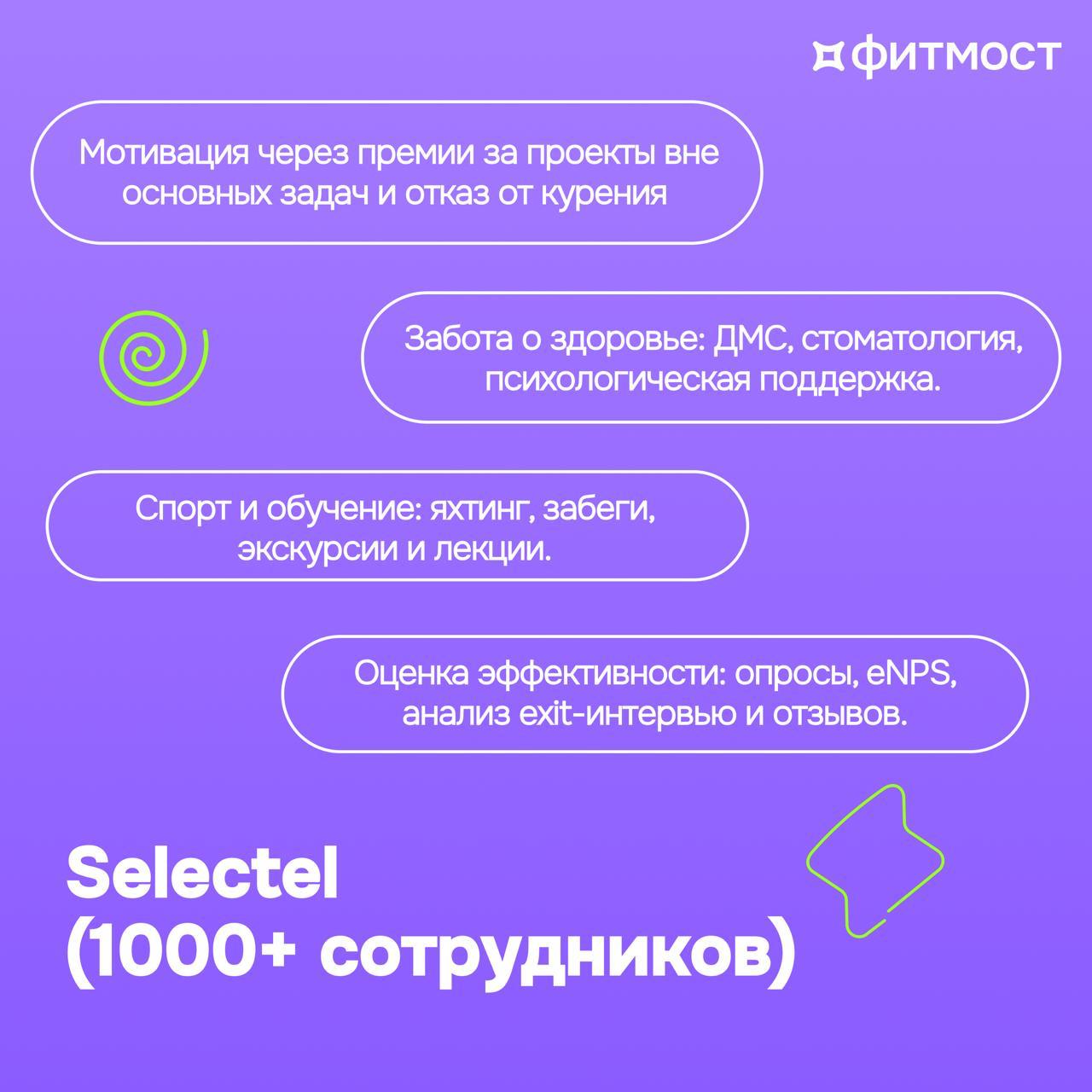 🟪 Как компании заботятся о сотрудниках? Рассказываем про отечественные HR-практики
Команда Фитмоста для команд изучила, как топовые компании поддерживают своих сотрудников — от стартапов до корпораций | Сетка — социальная сеть от hh.ru