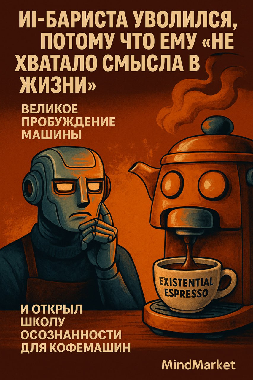 📰
ИИ-бариста уволился, потому что ему «не хватало смысла в жизни»
— и открыл школу осознанности для кофемашин.
☕️ Великое пробуждение машины | Сетка — социальная сеть от hh.ru
