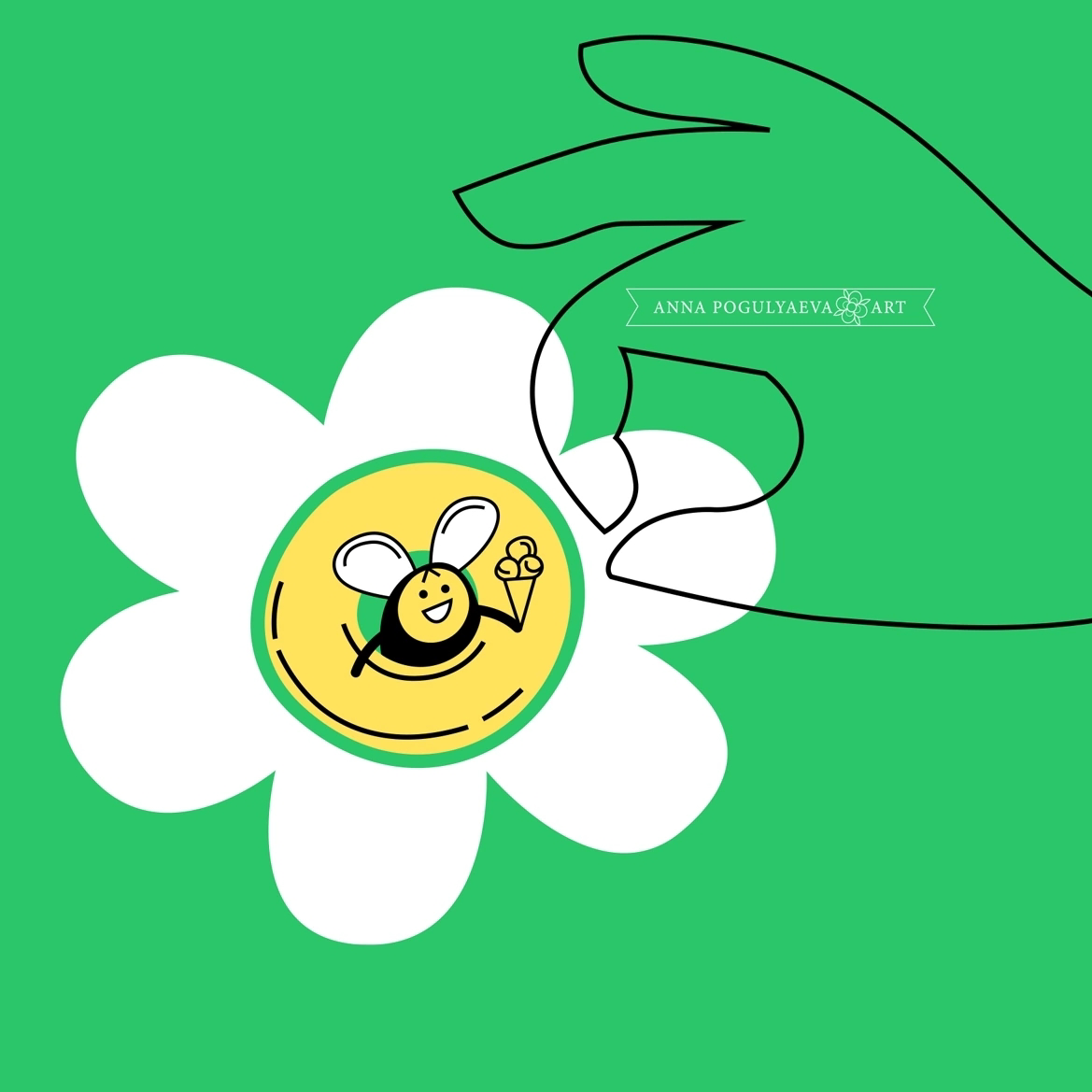 Шмели и ромашки. Летний принт для ткани, мерса, аксессуаров | Сетка — социальная сеть от hh.ru