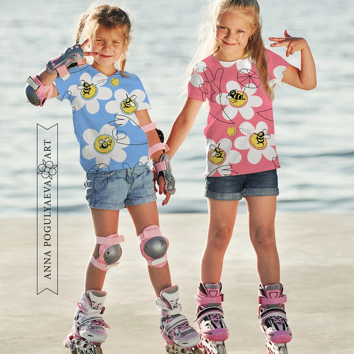 Шмели и ромашки. Летний принт для ткани, мерса, аксессуаров | Сетка — социальная сеть от hh.ru