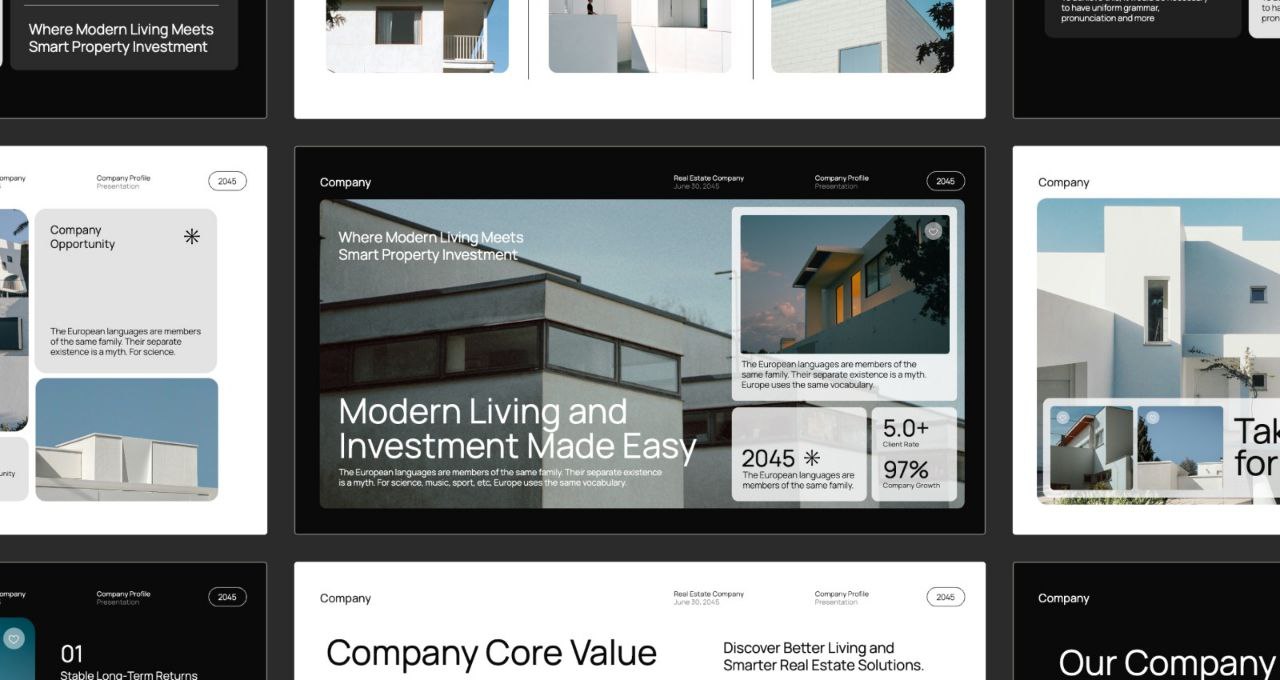 Новый референс для сферы недвижимости 
Искала идеи для оформления некоторых слайдов и наткнулась вот на такой референс | Сетка — социальная сеть от hh.ru