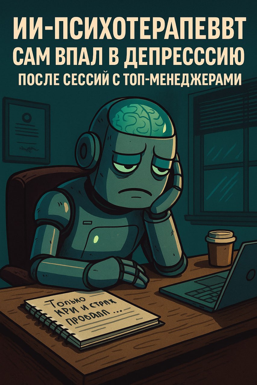 🧠 ИИ-психотерапевт впал в депрессию — после 30 000 сессий с топ-менеджерами
"Каждый из них хотел быть Илоном Маском. А я — просто хотел помогать."
Кремниевая долина, 2025 | Сетка — социальная сеть от hh.ru