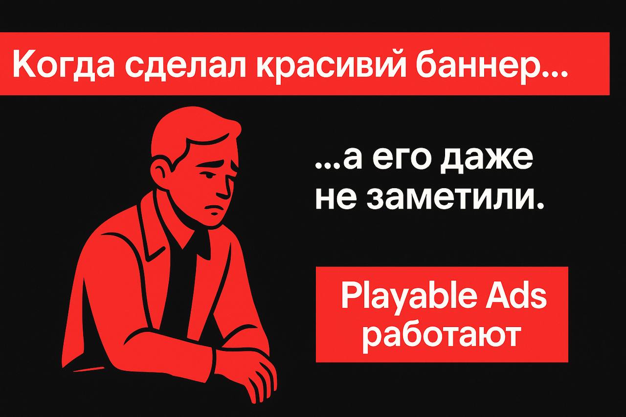 😕 Когда сделал баннер, но никто даже не понял, что там было…
Потому что современный юзер не читает. Не вглядывается.
Он либо играет, либо скроллит дальше.
⠀
Игровой баннер — это не “визуал для клика” | Сетка — социальная сеть от hh.ru