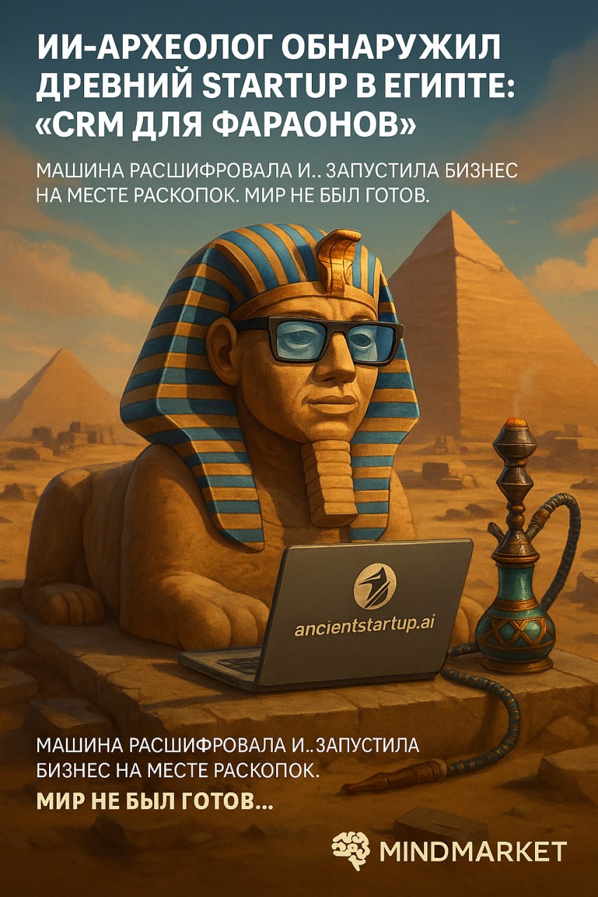 🗿 ИИ-археолог обнаружил древний стартап в Египте: “CRM для фараонов”
Подзаголовок: Машина расшифровала и… запустила бизнес на месте раскопок. Мир не был готов | Сетка — социальная сеть от hh.ru