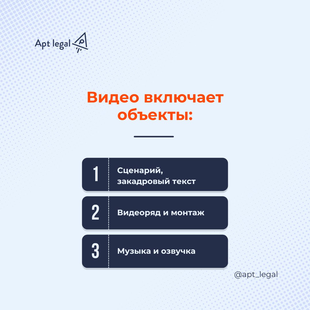 Видеоролик как объект авторского права
🎙Сегодня видео — это основа цифрового продвижения. Бизнесы вкладываются в создание рилсов, шортсов, видеоуроков, презентаций, интервью | Сетка — социальная сеть от hh.ru