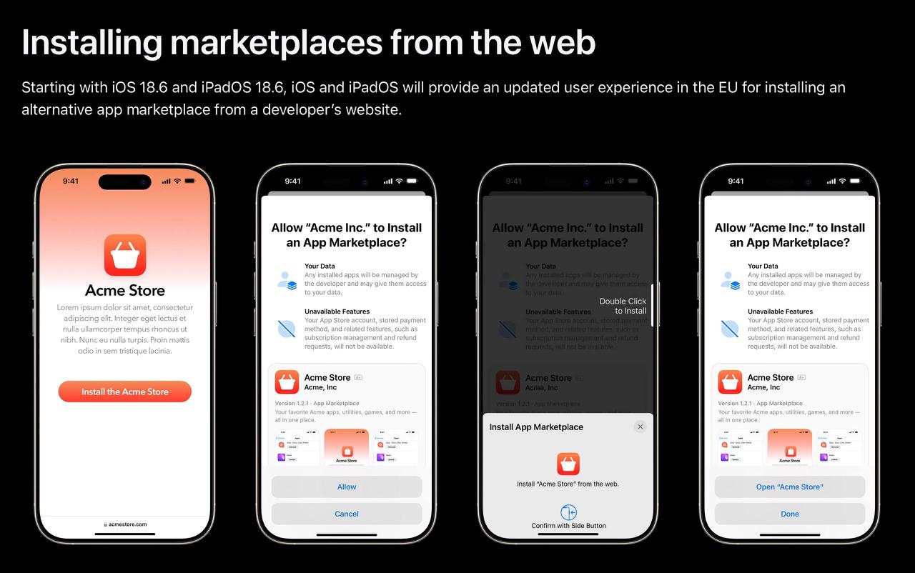 Важные обновления грядут для пользователей iOS и iPadOS в Европейском Союзе. Компания Apple анонсировала внедрение новых инструментов и интерфейсов для установки приложений, минуя App Store | Сетка — социальная сеть от hh.ru