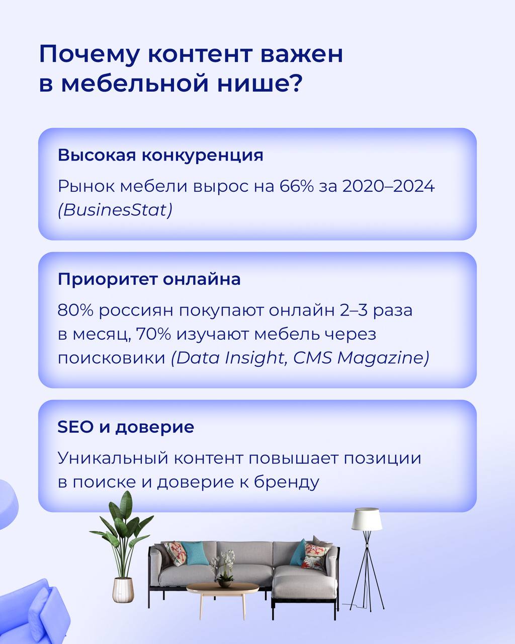 Как выделить сайт в мебельной нише с помощью контента?
Спойлер: точно не с помощью «уникального дизайна» и шаблонных текстов | Сетка — социальная сеть от hh.ru