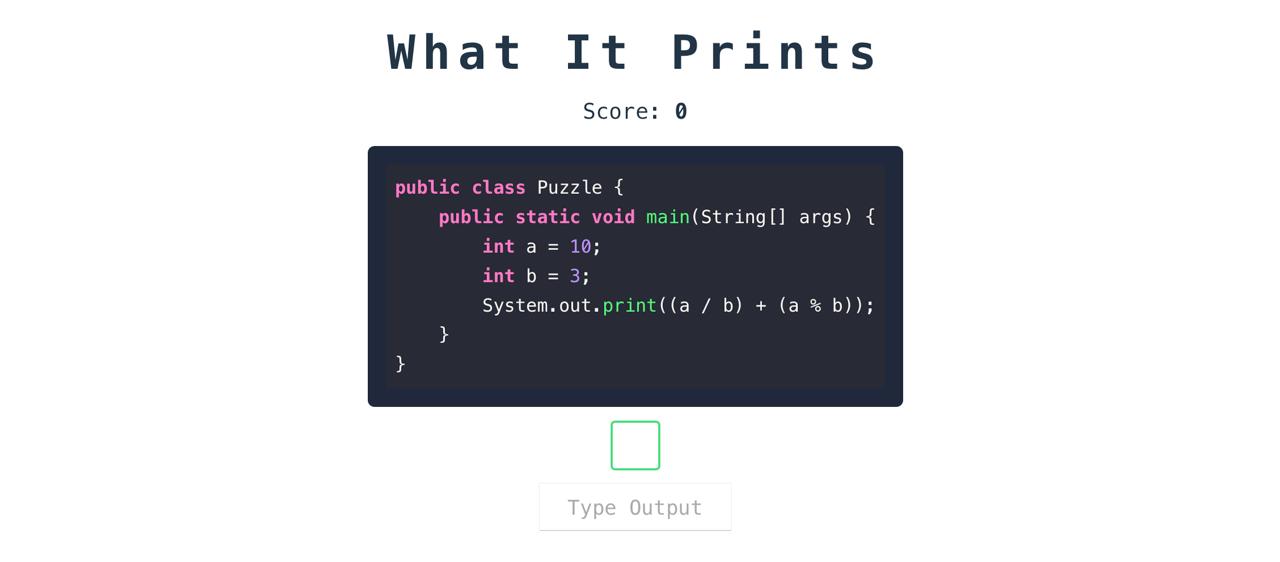 Все знакомы с практической частью на собесах?
Сервис What It Prints подготовит вас к вопросам "Что выведет данный код?"
Можно практиковаться на Python, JavaScript, Java, Go, Swift и т.д | Сетка — социальная сеть от hh.ru