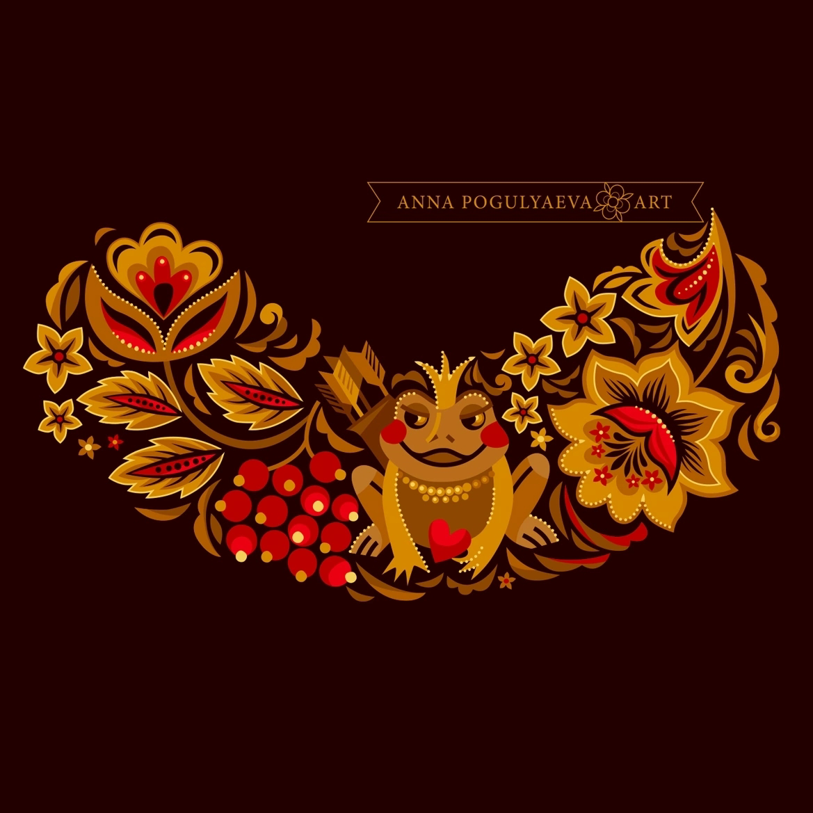 Царевна Лягушка. Принт по мотивам хохломской росписи | Сетка — социальная сеть от hh.ru