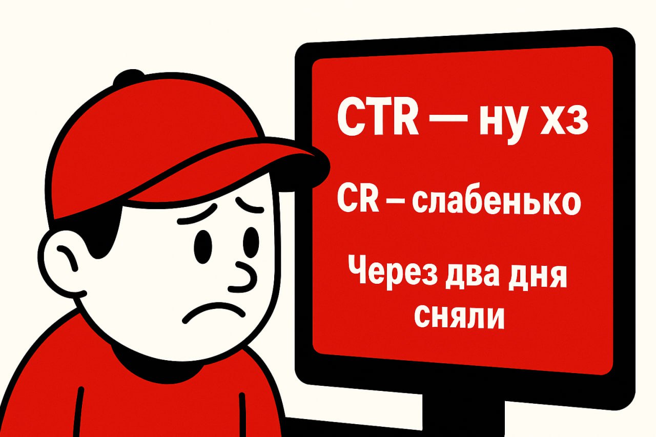 😧 Запустили мини-игру.

CTR — ну хз.
CR — слабенько.

😋Через два дня сняли.

Кажется, в минус.
Но если копнуть…

Вот зачем такие креативы всё равно нужны:
I | Сетка — социальная сеть от hh.ru