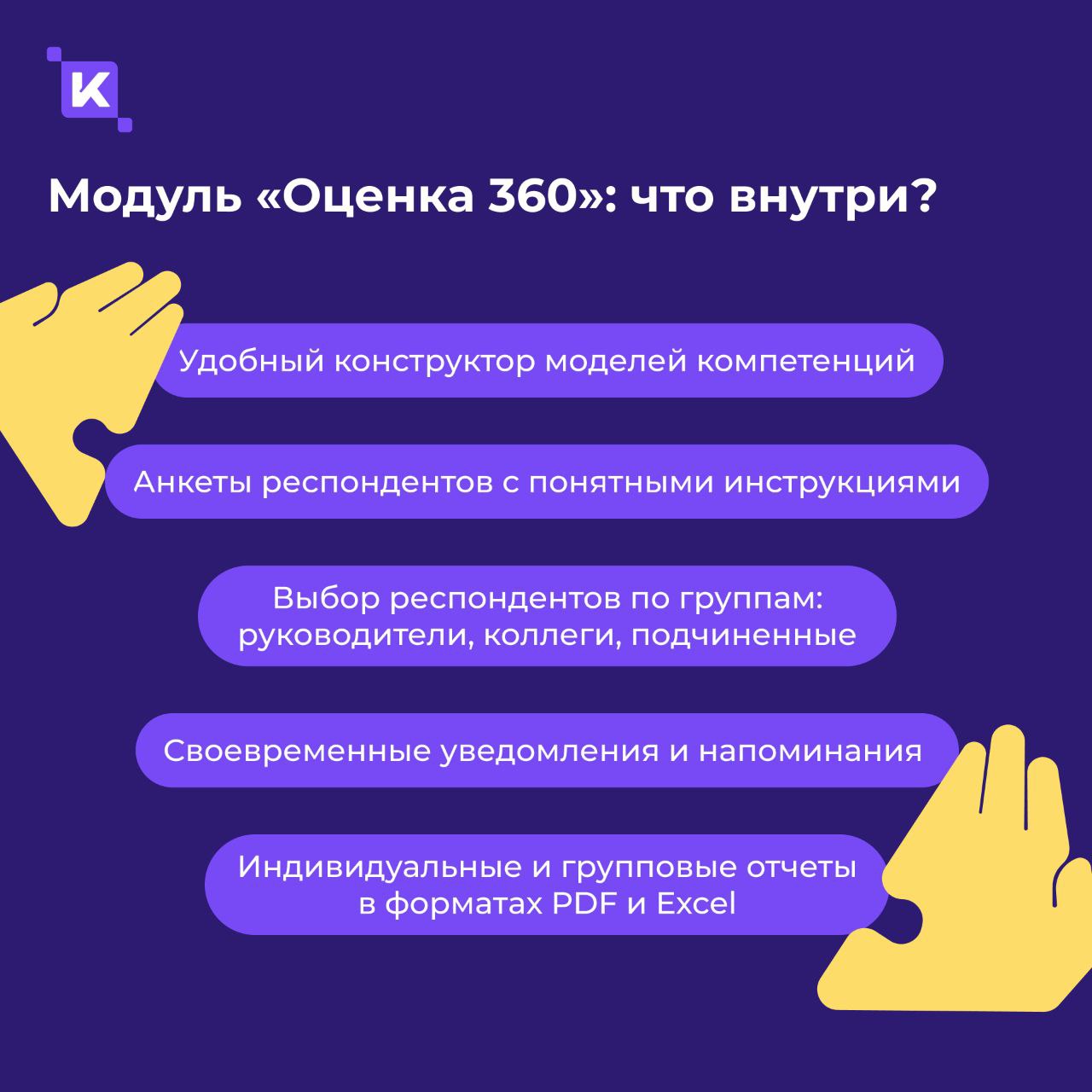 Культура обратной связи – в августе в K-Team HRM появится модуль «Оценка 360»🔥
Теперь развитие сотрудников и управленческих компетенций станет ещё более прозрачным и эффективным | Сетка — социальная сеть от hh.ru