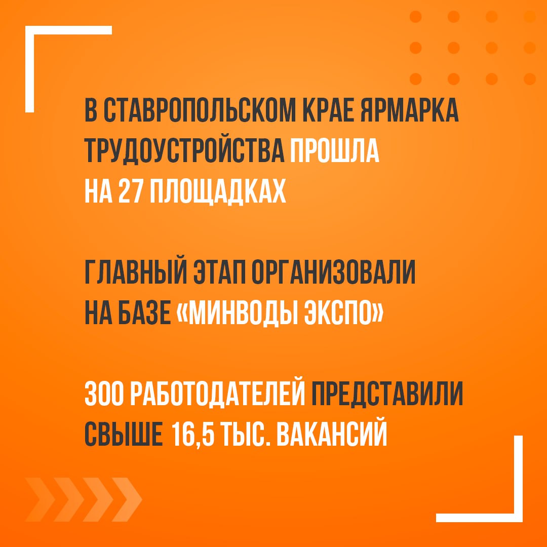 Всероссийская ярмарка трудоустройства прошла во всех регионах страны
И Ставропольский край не исключение! В регионе действовало 27 площадок, а главная находилась в «МинВоды ЭКСПО» | Сетка — социальная сеть от hh.ru
