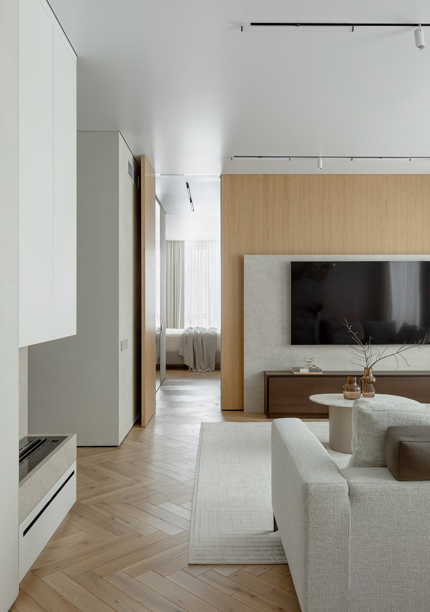 Этот проект дизайнер Ландыш Насыбуллина создала для молодой семьи с ребенком и котом, которые обратились в интерьерное агентство «ЮDизайн» с запросом на теплый, минималистичный интерьер со скрытой быт... | Сетка — социальная сеть от hh.ru