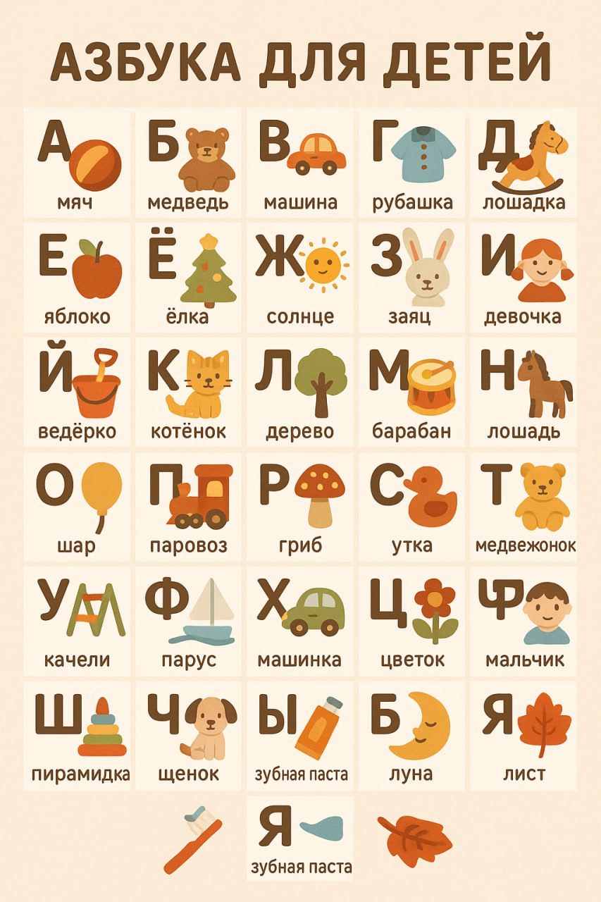 Вот вам промпт для ChatGPT, скидывайте свои азбуки в коменты 🤣
Сгенерируй образовательный постер в виде русского алфавита, где каждая буква представлена красочной иконкой и коротким словом на заданную... | Сетка — социальная сеть от hh.ru