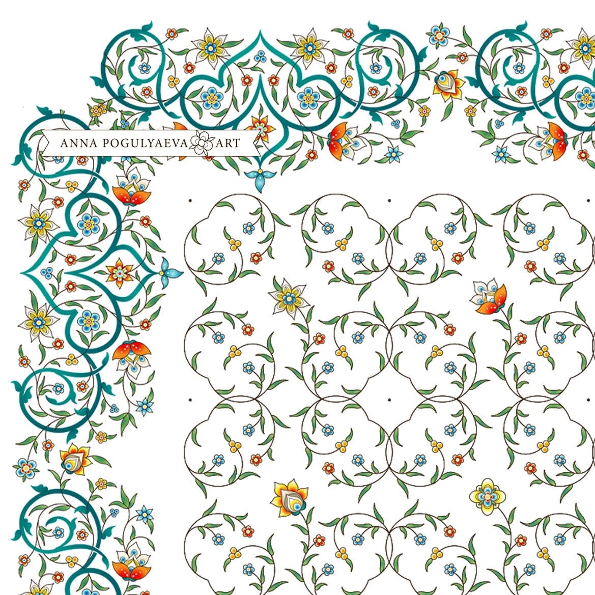 Арабески. Эскизы принта для платка в восточном стиле | Сетка — социальная сеть от hh.ru