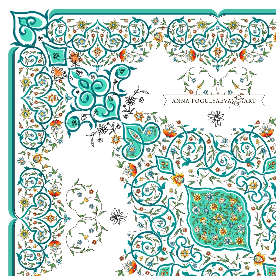 Арабески. Эскизы принта для платка в восточном стиле | Сетка — социальная сеть от hh.ru