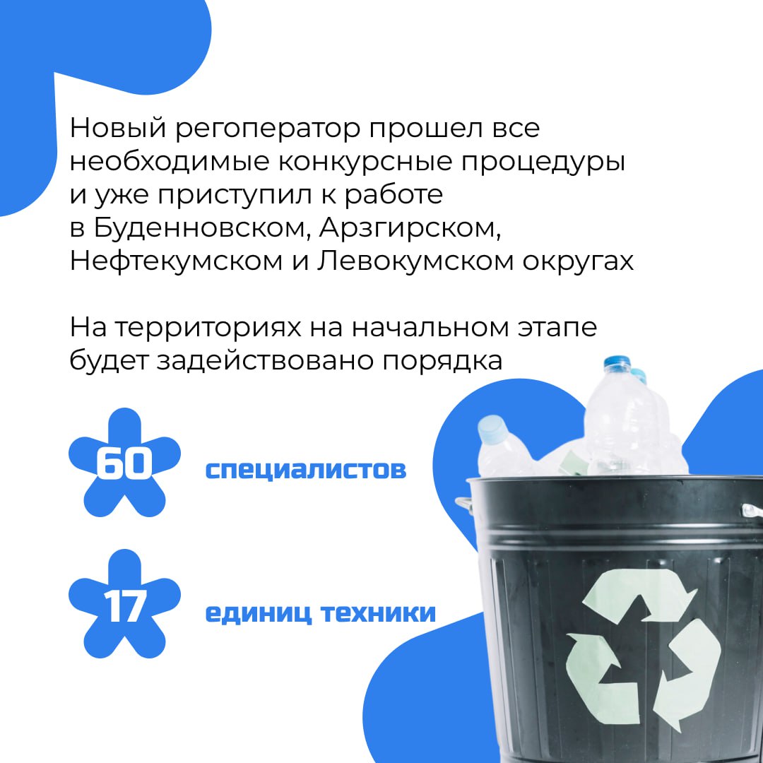 В восточных округах Ставропольского края теперь вывозит мусор новый регоператор
«ООО «Экострой» приступил к работе в Будённовском, Арзгирском, Нефтекумском и Левокумском округах | Сетка — социальная сеть от hh.ru