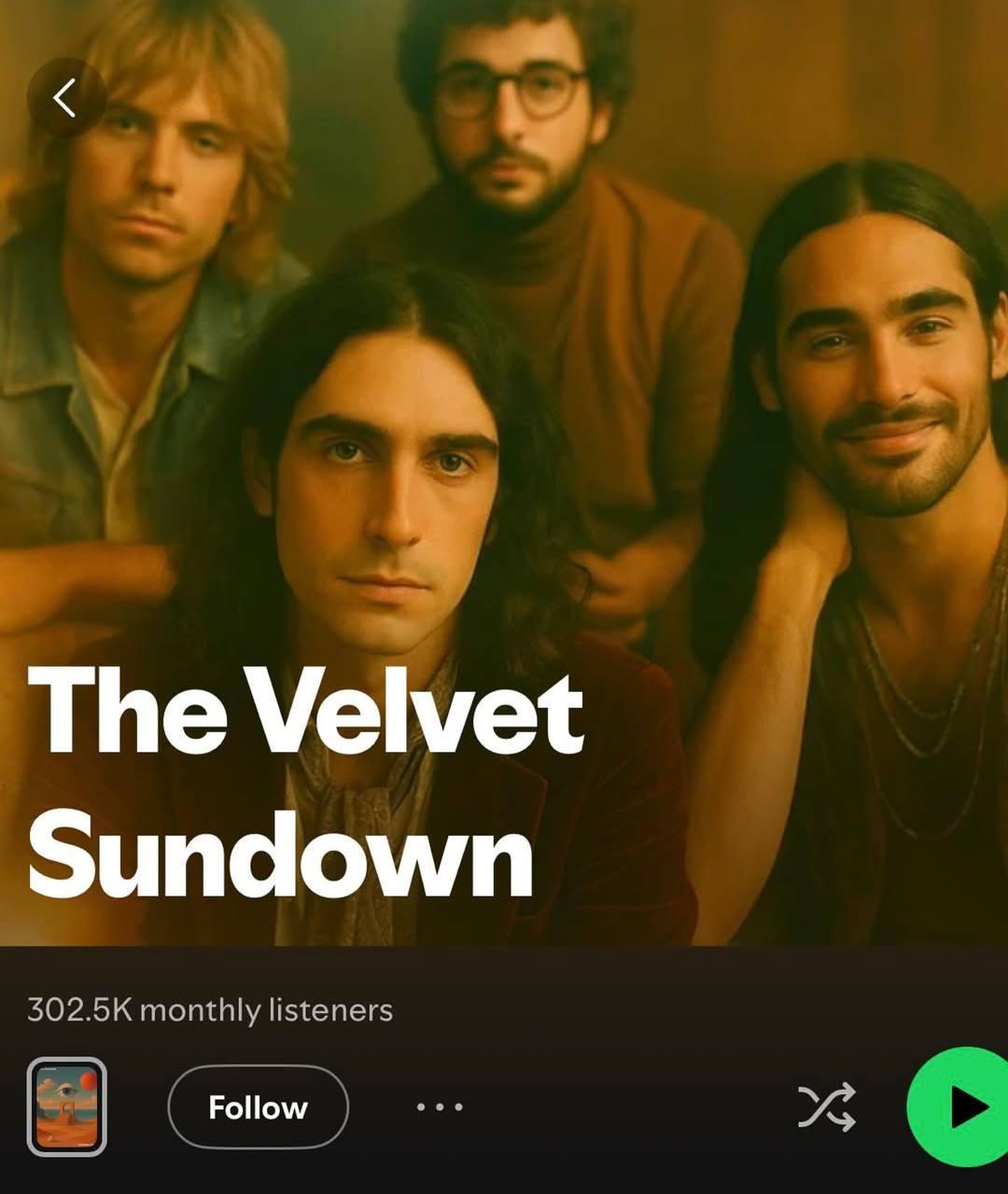 Интересная ситуация со Spotify и группой The Velvet Sundown. Интересная она тем, что эта группа появилась пару недель назад, собрала 500.000 прослушиваний, но её в реальности не существует | Сетка — социальная сеть от hh.ru