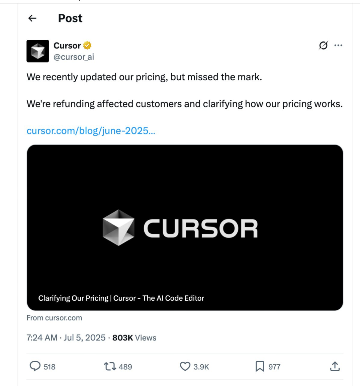 🤨 Cursor признал, что облажался | Сетка — социальная сеть от hh.ru