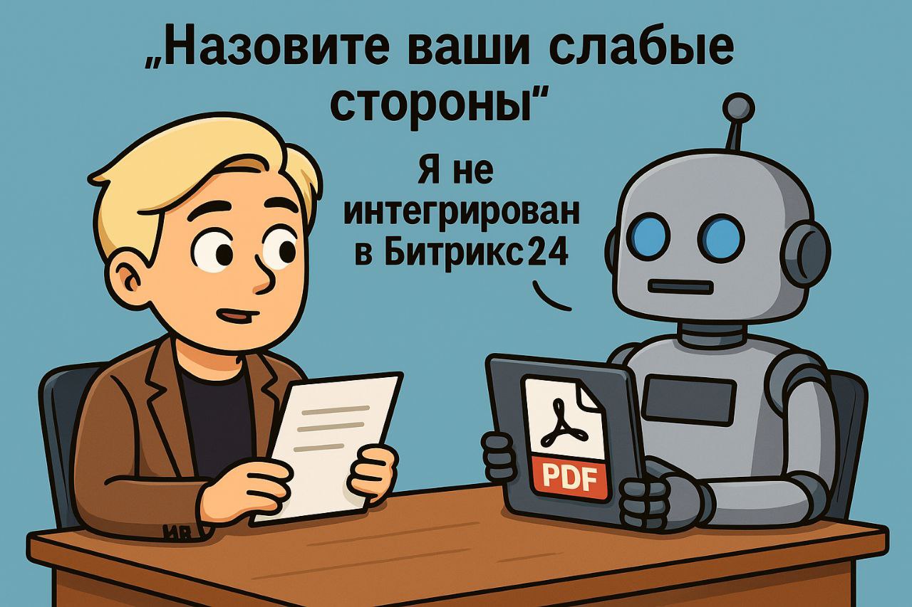 🤖 Собеседование с ИИ:
*— «Назовите ваши слабые стороны».
— «Я не интегрирован в Bitrix24»*
HR смотрит на интерфейс нового AI-ассистента | Сетка — социальная сеть от hh.ru