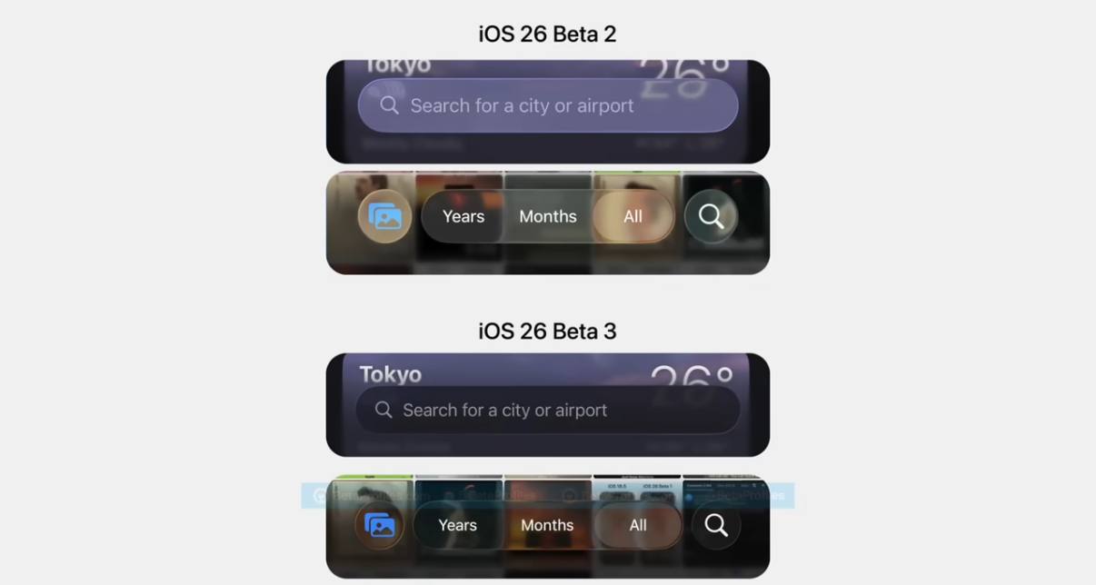 Apple обновила дизайн интерфейса в третьей бета-версии iOS 26, ослабив эффект Liquid Glass
В сборке снижен уровень прозрачности Центра управления, навигационных панелей и других системных компонентов. | Сетка — социальная сеть от hh.ru