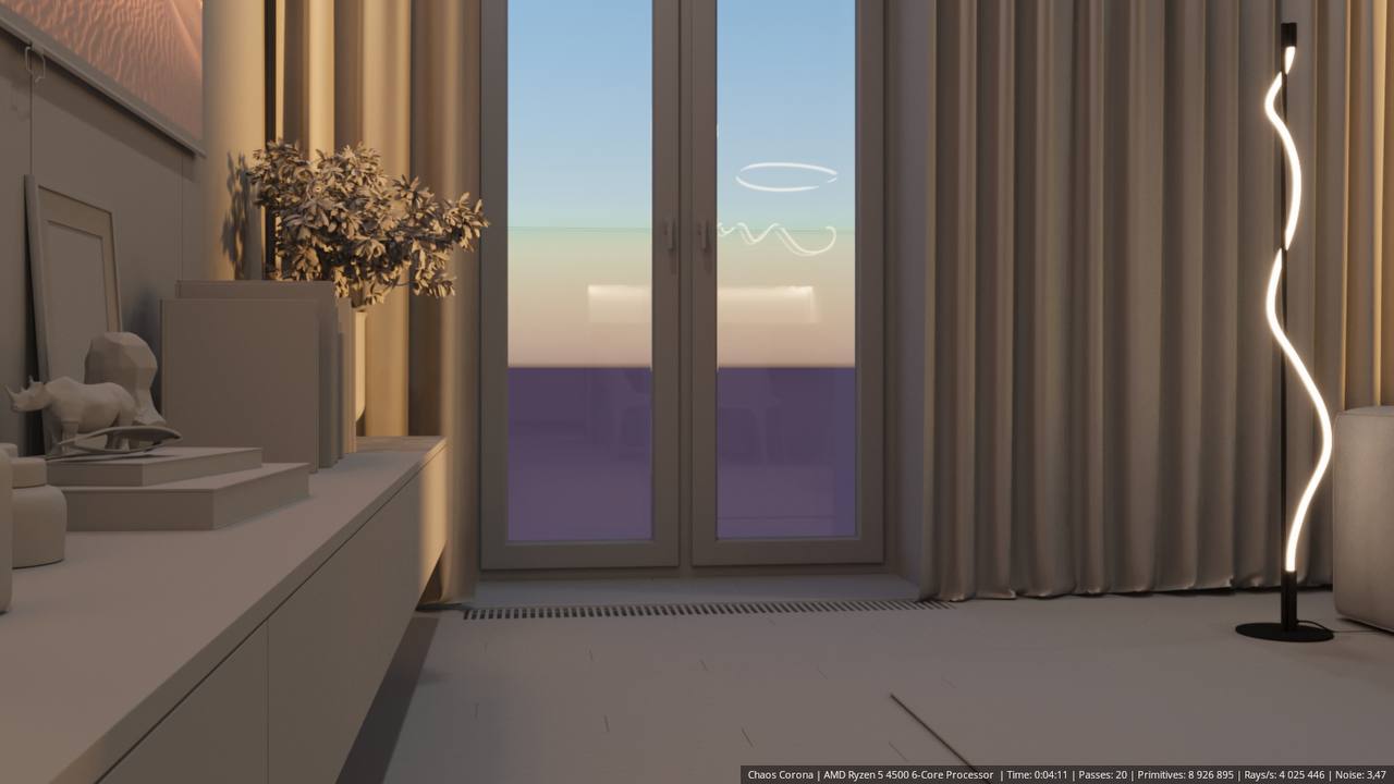 Продолжаю сборку 3D-визуализации. 🌆
Основные этапы:
✅ Камеры расставлены.
✅ Свет настроен (день/вечер).
➡️ Осталось: накинуть текстуры + добавить фон | Сетка — социальная сеть от hh.ru