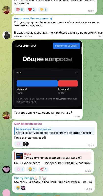 Без женщин в дизайне
Вот выступаю не Дизайн Просмотре и натолкнулся на канал, на который подписан — я честно не помню кто автор и почему я подписан — фотки и имени нет сука, но че-то было хаорошее нав... | Сетка — социальная сеть от hh.ru