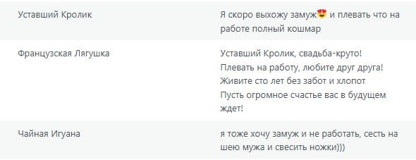 Команда Блог—Инженера поздравляет Уставшую Крольчиху с замужеством ❣️
А Чайной Игуане желаем найти Кофейного Игуана 😁
Кто и почему ещё хочет жениться, выйти замуж?) Пишите, наша Стена всё стерпит http... | Сетка — социальная сеть от hh.ru