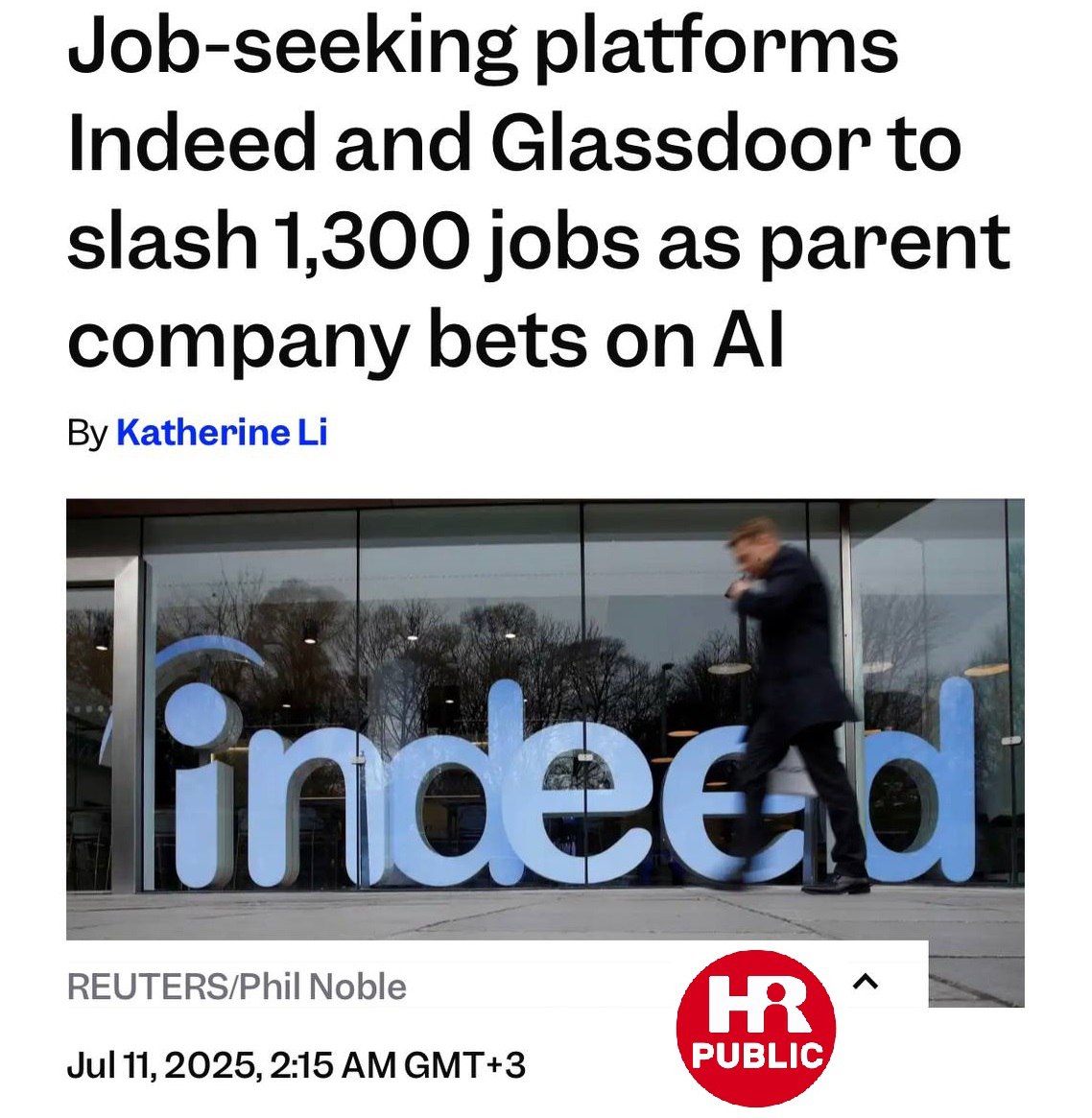 🔥 Две крупнейшие мировые платформы по поиску работы Glassdoor и Indeed уволили 1300 человек, чтобы заменить их искусственным интеллектом | Сетка — социальная сеть от hh.ru