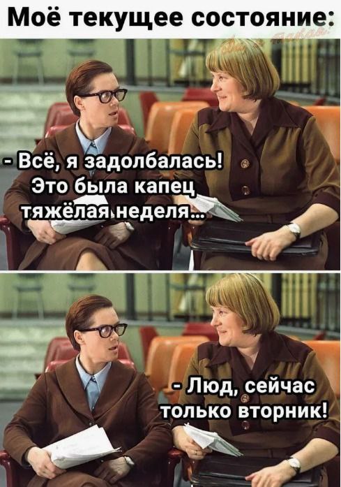 К теме мемов...
Моя неделя прошла примерно так⬆️😁
#мем #битвамемов #мемыпопятницам | Сетка — социальная сеть от hh.ru
