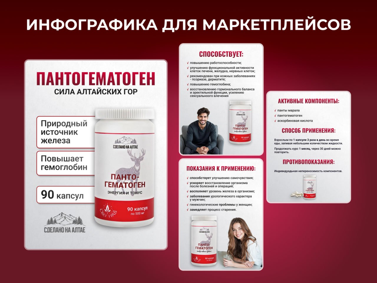 Продолжение работы над линейкой товаров для здоровья.
При создании карточки использовались следующие приёмы:
– Чёткая подача УТП | Сетка — социальная сеть от hh.ru