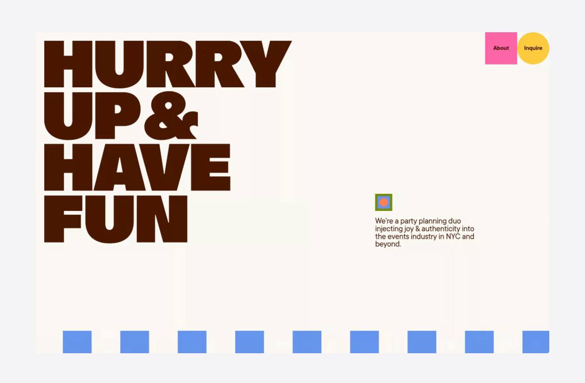 Hurry Up & Have Fun — это смелый, свежий пример персонального бренда: монументальная, зернистая гротеск‑типографика, жизнерадостная цветовая палитра и крупные геометрические паттерны задают тональност... | Сетка — социальная сеть от hh.ru